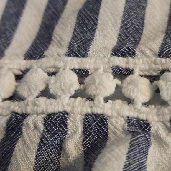 Alyx Striped Bell Sleeved Top Women's 3X Blue White Striped Soft Peasant Boho - Picture 10 of 16